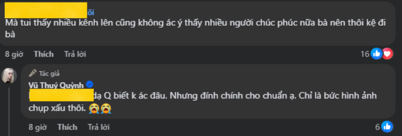 L&yacute; do Vũ Th&uacute;y Quỳnh đ&iacute;nh ch&iacute;nh